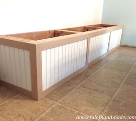 dining room built in bench with storage, dining room ideas, diy, storage ideas, woodworking projects