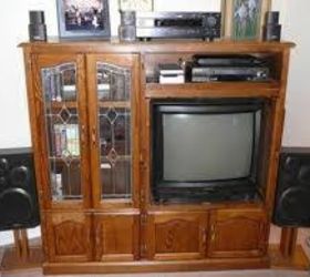 Entertainment Center Becomes A Great Upcycled Entryway Bench