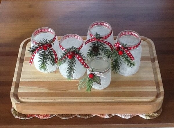 icy candle jars, christmas decorations, crafts