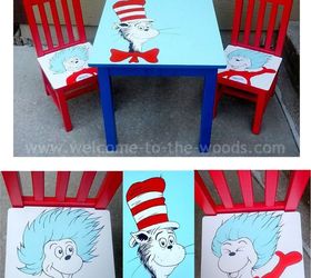 dr seuss table chairs hand painted kids furniture, painted furniture