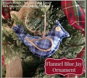 DIY Plaid Flannel Blue Jay Christmas Tree Ornament