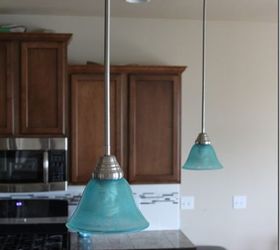 Lámpara colgante turquesa - Cómo teñir las pantallas de luz #DIY