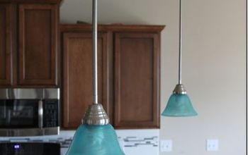 Lámpara colgante turquesa - Cómo teñir las pantallas de luz #DIY