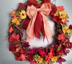 great easy affordable last minute thanksgiving decorations, seasonal holiday decor, thanksgiving decorations, Fall wreath for front door
