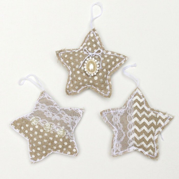 s 26 ridiculously cute ornaments you need this year, crafts, Shabby Chic Linen Stars