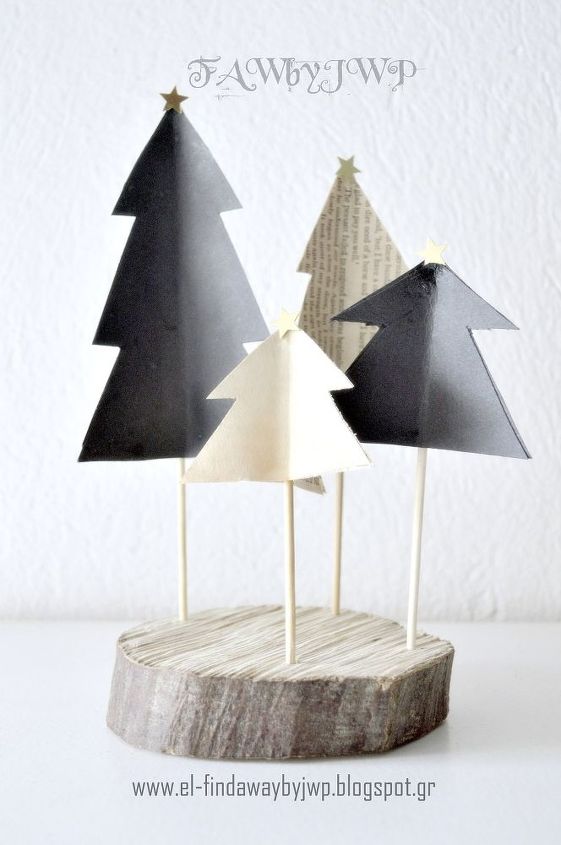 diy easy paper christmas trees display, christmas decorations, crafts, how to, seasonal holiday decor