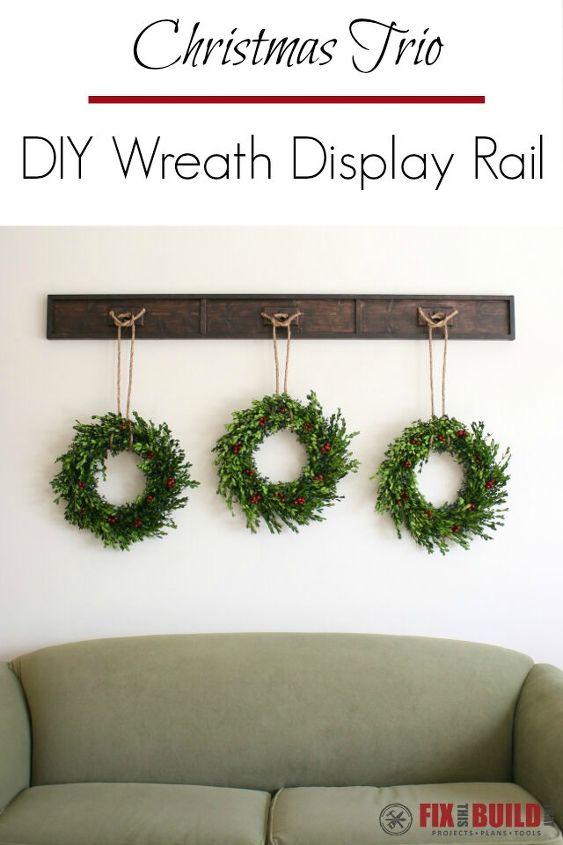 forget ribbon use rope diy christmas wreath display rail, christmas decorations, crafts, diy, woodworking projects, wreaths