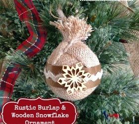 DIY Rustic Burlap & Wooden Snowflake Ornaments