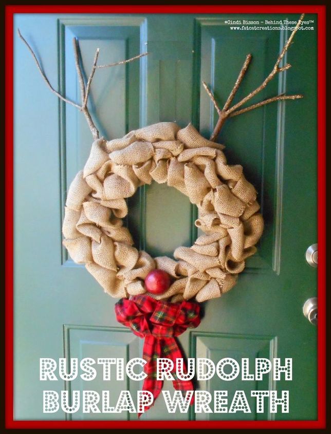 diy rustic rudolph burlap reindeer wreath, christmas decorations, crafts, wreaths