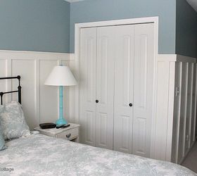 diy easy inexpensive board and batten, bedroom ideas, diy, home improvement, how to, woodworking projects, Our finished board and batten in our bedroom