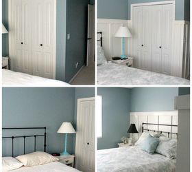 diy easy inexpensive board and batten, bedroom ideas, diy, home improvement, how to, woodworking projects, Before and After in our bedroom