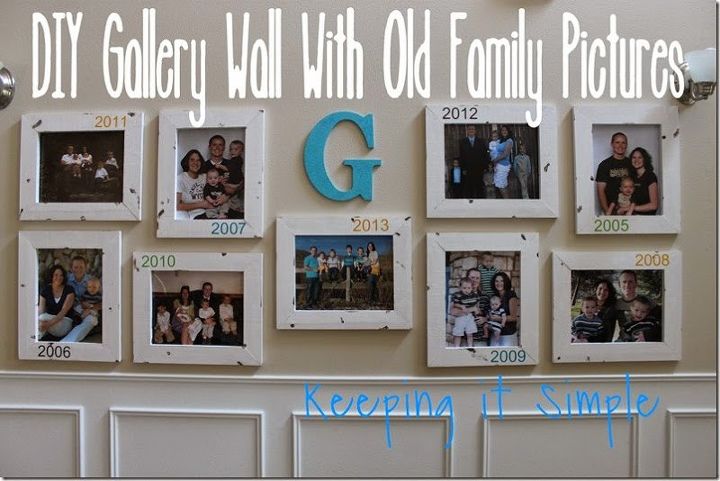 diy gallery wall with old family picturs diy, foyer, home decor, wall decor