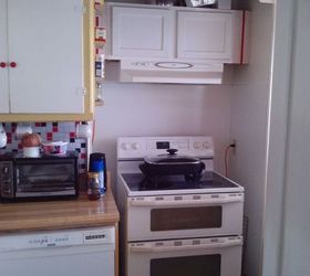 q kitchen alcove with electric range problem, appliances, home decor, kitchen cabinets, kitchen design, There is another wall on left side of stove