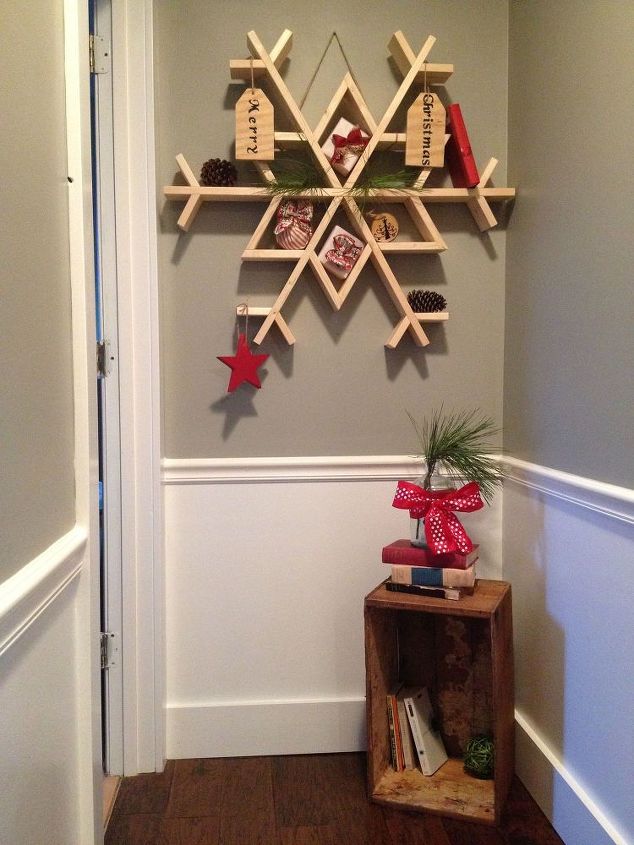 let it snow my diy wooden snowflake shelf, christmas decorations, diy, seasonal holiday decor, shelving ideas, woodworking projects