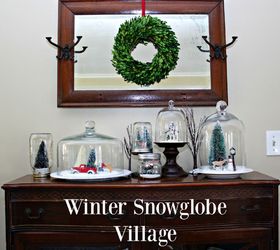 winter snowglobe village, christmas decorations, crafts, mason jars, seasonal holiday decor