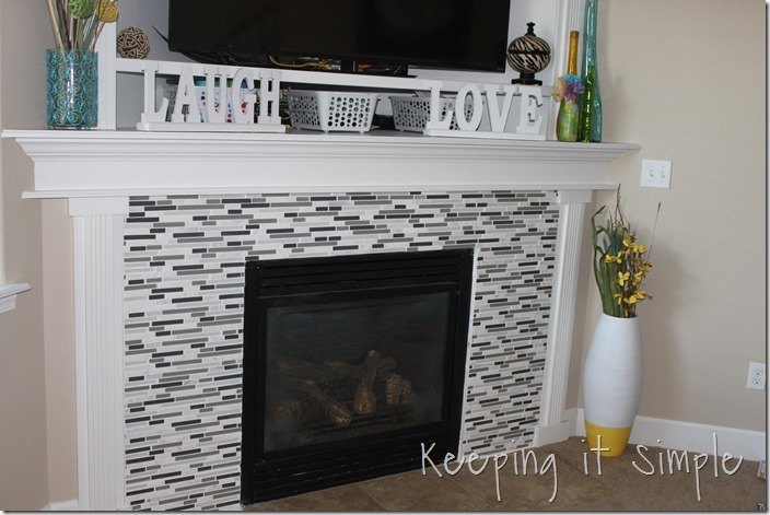fire place makeover with mosaic tiles diy, diy, fireplaces mantels, living room ideas, tiling