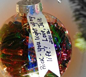 s 23 breathtaking ways to dress up a plain plastic or glass ornament, crafts, Fill one with last year s Christmas lights