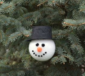 s 23 breathtaking ways to dress up a plain plastic or glass ornament, crafts, Make one into Frosty the Snowman in minutes