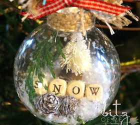 s 23 breathtaking ways to dress up a plain plastic or glass ornament, crafts, Transform it into a shaker with letter dice