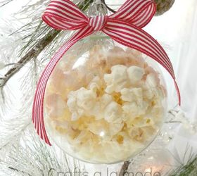 s 23 breathtaking ways to dress up a plain plastic or glass ornament, crafts, Cook popcorn in one for a snowy setup