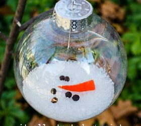 s 23 breathtaking ways to dress up a plain plastic or glass ornament, crafts, Try a hilarious design with a melted snowman