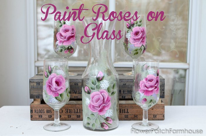 pintar rosas em vidro