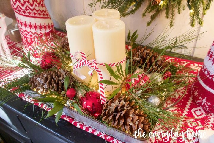 diy lighted pinecone candle tray, christmas decorations, crafts, seasonal holiday decor