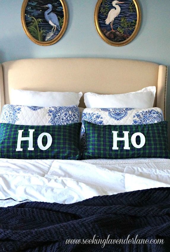 diy ho ho plaid pillowcase, bedroom ideas, christmas decorations, crafts, repurposing upcycling, seasonal holiday decor