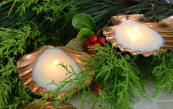 Beautiful Gold Candles Made Using Spray Paint and Sea Shells