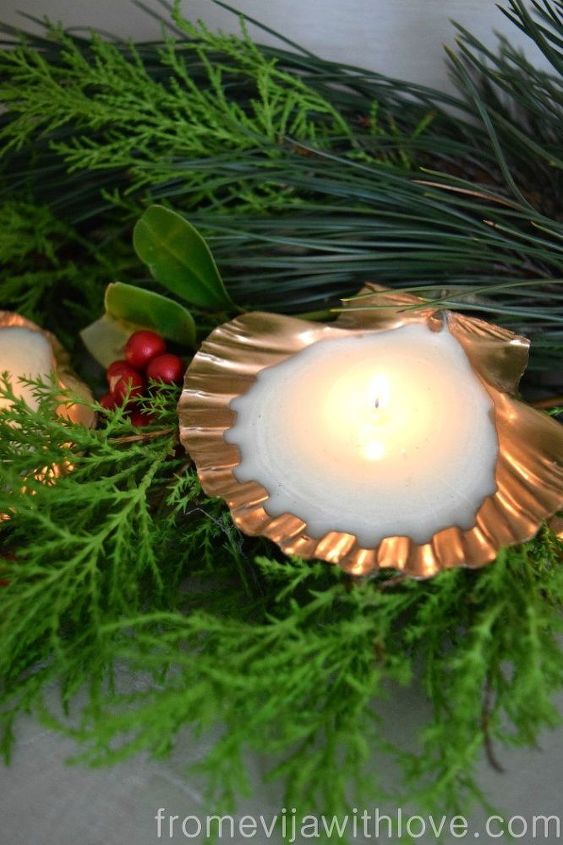 Painted Shell Candles Beautiful Gold Candles Made Using Spray Paint and Sea Shells | Hometalk