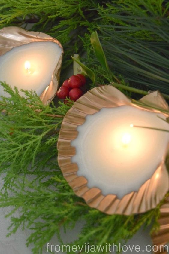 Painted Shell Candles Beautiful Gold Candles Made Using Spray Paint and Sea Shells | Hometalk