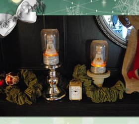 mason jar luminaries with vintage christmas ornaments diy, christmas decorations, lighting, mason jars, seasonal holiday decor, Mason Jar Christmas Luminary