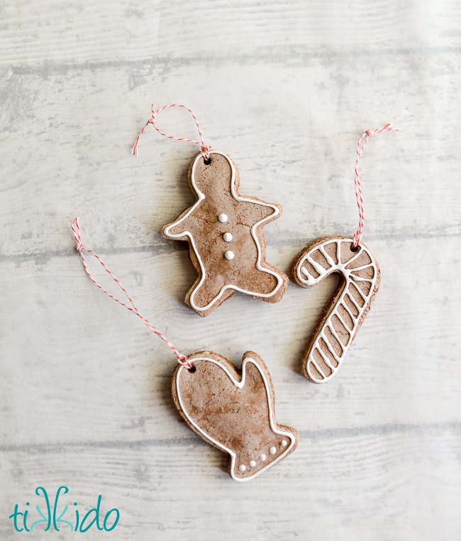 gingerbread scented salt dough ornaments, christmas decorations, seasonal holiday decor