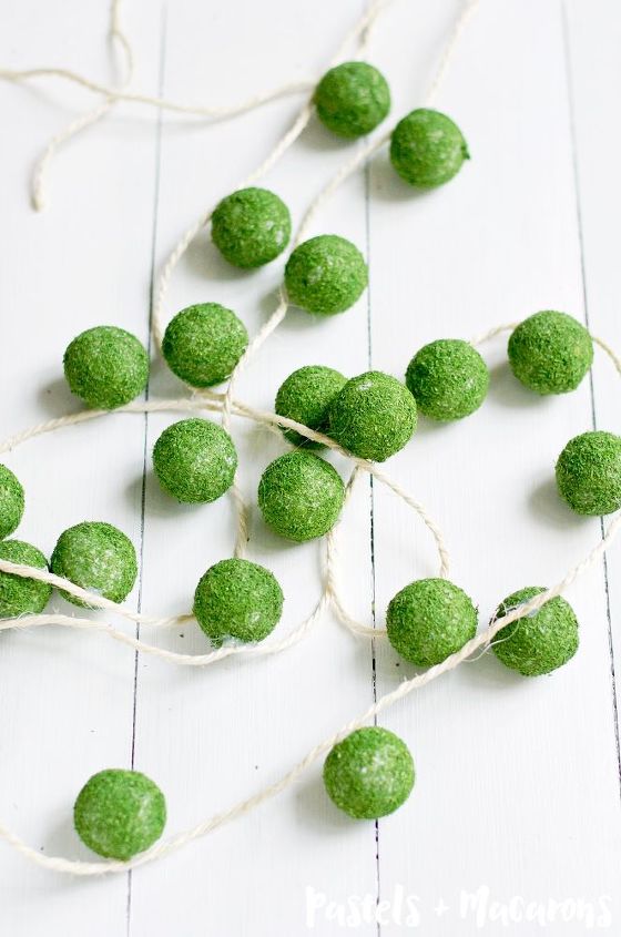 diy faux moss ball garland, crafts, decoupage, how to, wreaths