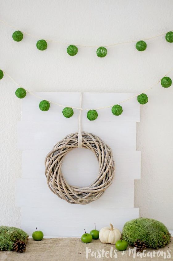 diy faux moss ball garland, crafts, decoupage, how to, wreaths
