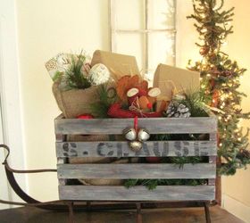 a vintage holiday crate sleigh, christmas decorations, repurposing upcycling, seasonal holiday decor