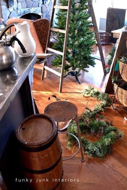 a unique stepladder christmas tree, christmas decorations, repurposing upcycling, seasonal holiday decor