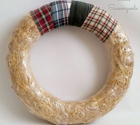 flannel wrapped winter holiday wreath, christmas decorations, crafts, repurposing upcycling, seasonal holiday decor, wreaths