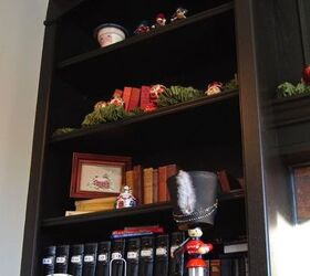 christmas mantle 2015 vintage traditional style, christmas decorations, fireplaces mantels, seasonal holiday decor, shelving ideas, Vintage and Traditional bookcase right
