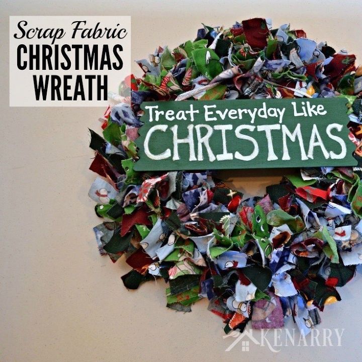 scrap fabric christmas wreath, christmas decorations, crafts, how to, seasonal holiday decor, wreaths