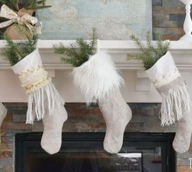 diy linen burlap christmas stockings, christmas decorations, crafts