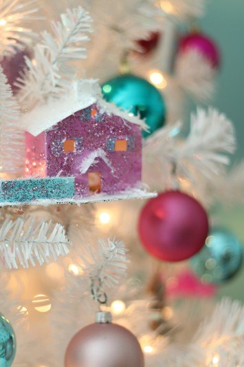 vintage glitter houses, christmas decorations, crafts, seasonal holiday decor