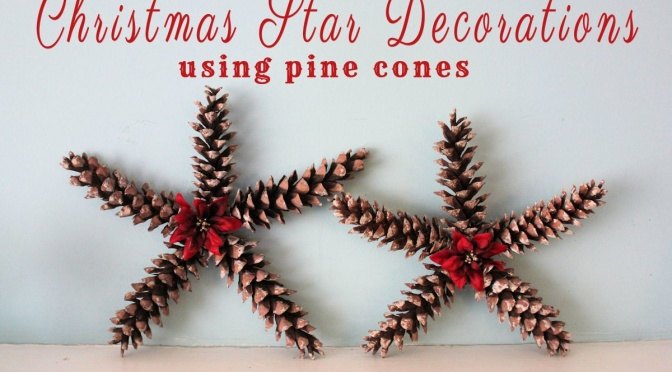 decoraciones de estrellas de navidad con pias de pino