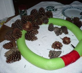 wreath made of pine cones, christmas decorations, crafts, seasonal holiday decor, wreaths