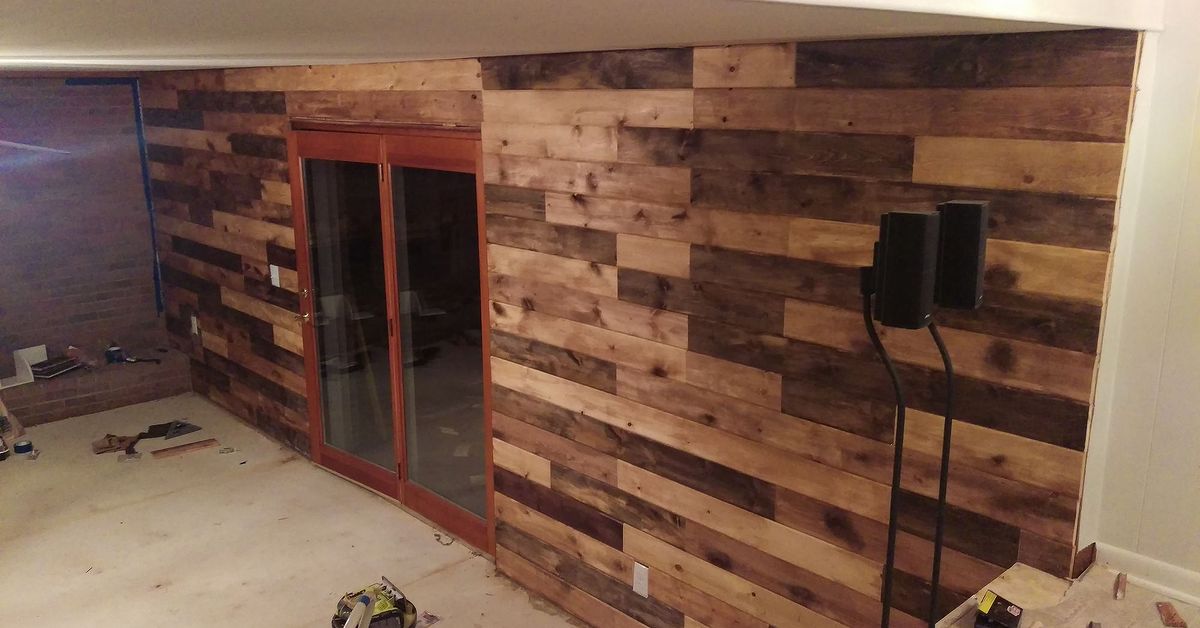 Created a Plank Wall to Replace Paneling in Lower Level... | Hometalk