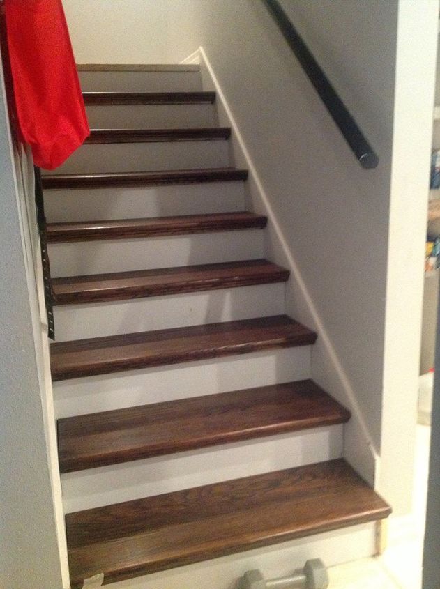 from carpet to wood stairs redo cheater version, diy, how to, stairs
