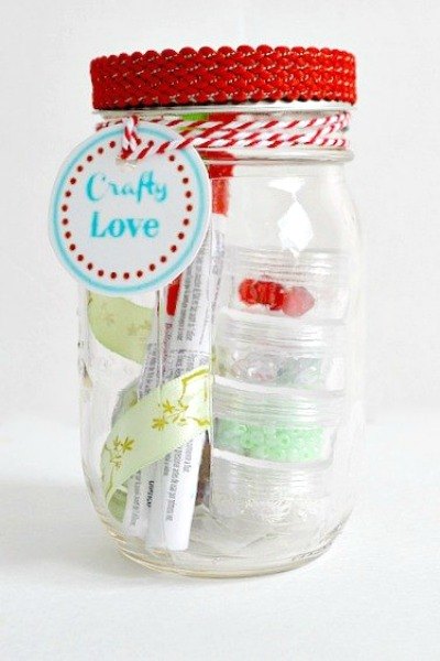 s 23 perfect mason jar gifts for everyone on your list, christmas decorations, crafts, mason jars, For a Die Hard Crafter