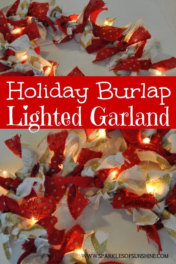 holiday burlap lighted garland, crafts, seasonal holiday decor
