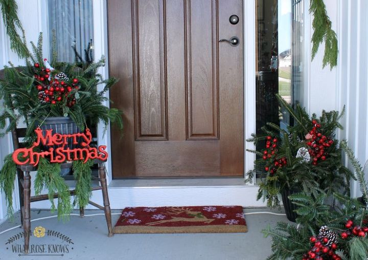 decoracin asequible y natural para el porche de navidad