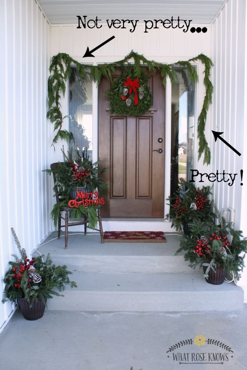 affordable natural christmas front porch decor, christmas decorations, porches, seasonal holiday decor